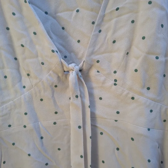 Free People All Yours Cream Green Polka Dot Wrap Bust Tie Mini Dress Small 4 - Picture 13 of 16